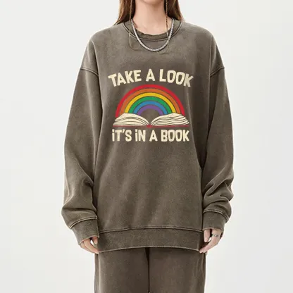 Pagewings Take A Look It's In A Book Unisex Washed Sweatshirt