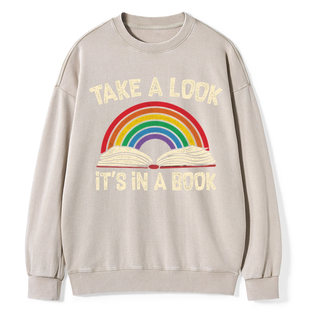 Pagewings Take A Look It's In A Book Unisex Washed Sweatshirt