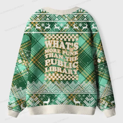 Pagewings What’s More Punk Than The Public Library Unisex Ugly Cardigan Sweaters