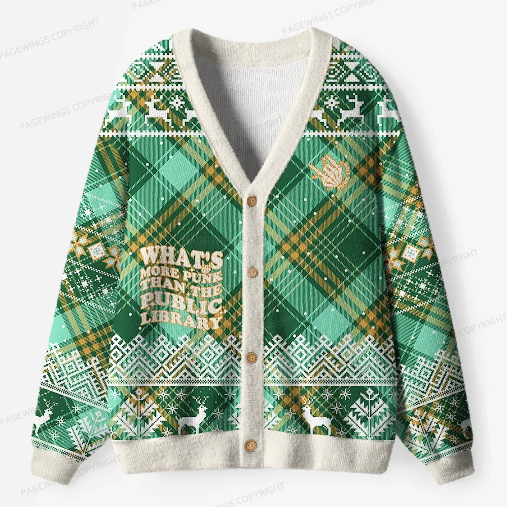Pagewings What’s More Punk Than The Public Library Unisex Ugly Cardigan Sweaters