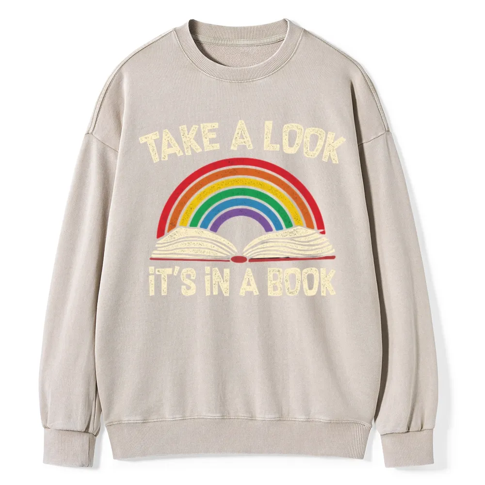 Pagewings Take A Look It's In A Book Unisex Washed Sweatshirt
