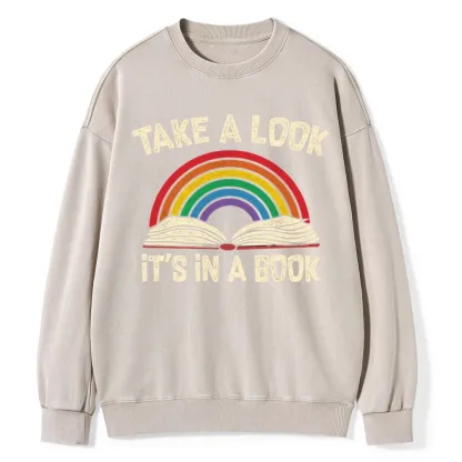 Pagewings Take A Look It's In A Book Unisex Washed Sweatshirt