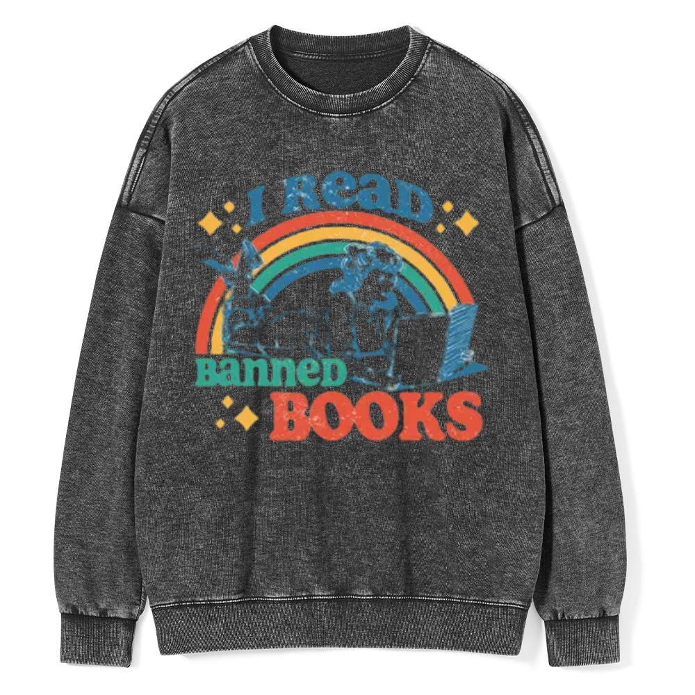 Pagewings I Read Banned Books Unisex Washed Sweatshirt