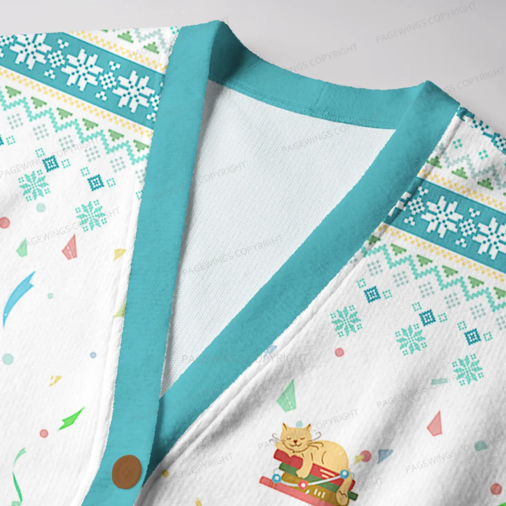 Pagewings Christmas Cozy Reading Unisex Ugly Cardigan Sweaters