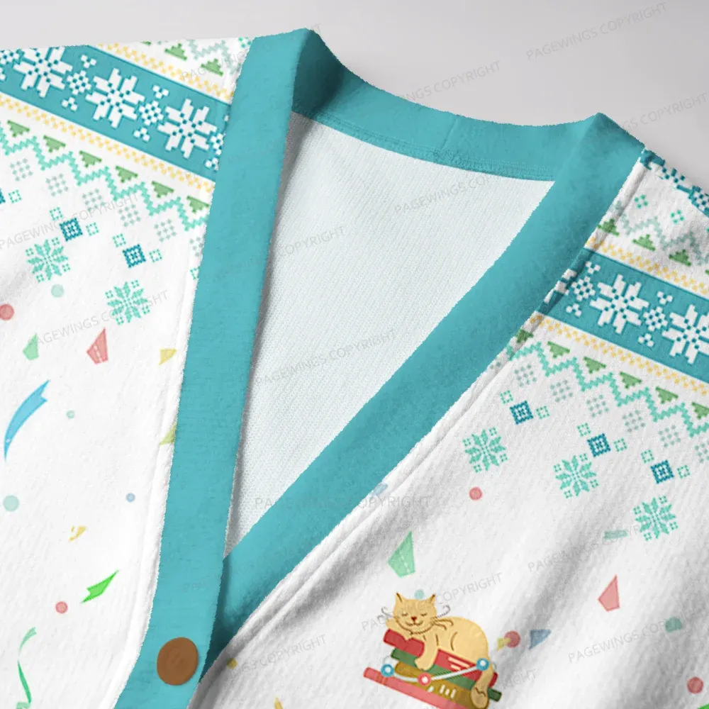 Pagewings Christmas Cozy Reading Unisex Ugly Cardigan Sweaters