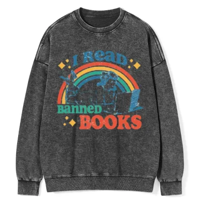Pagewings I Read Banned Books Unisex Washed Sweatshirt