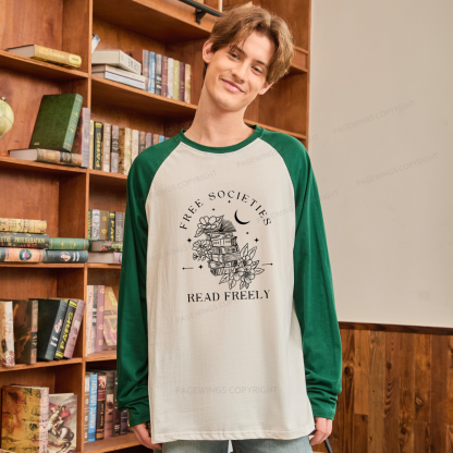 Pagewings Free Societies Read Freely Comfort Colors  Long Sleeve Raglan T-shirt