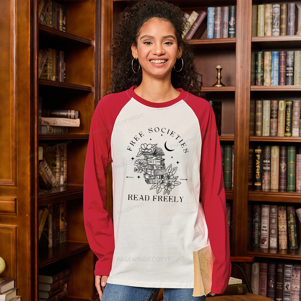 Pagewings Free Societies Read Freely Comfort Colors  Long Sleeve Raglan T-shirt