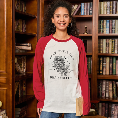 Pagewings Free Societies Read Freely Comfort Colors  Long Sleeve Raglan T-shirt