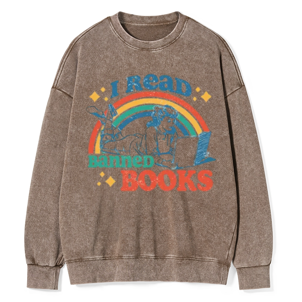Pagewings I Read Banned Books Unisex Washed Sweatshirt