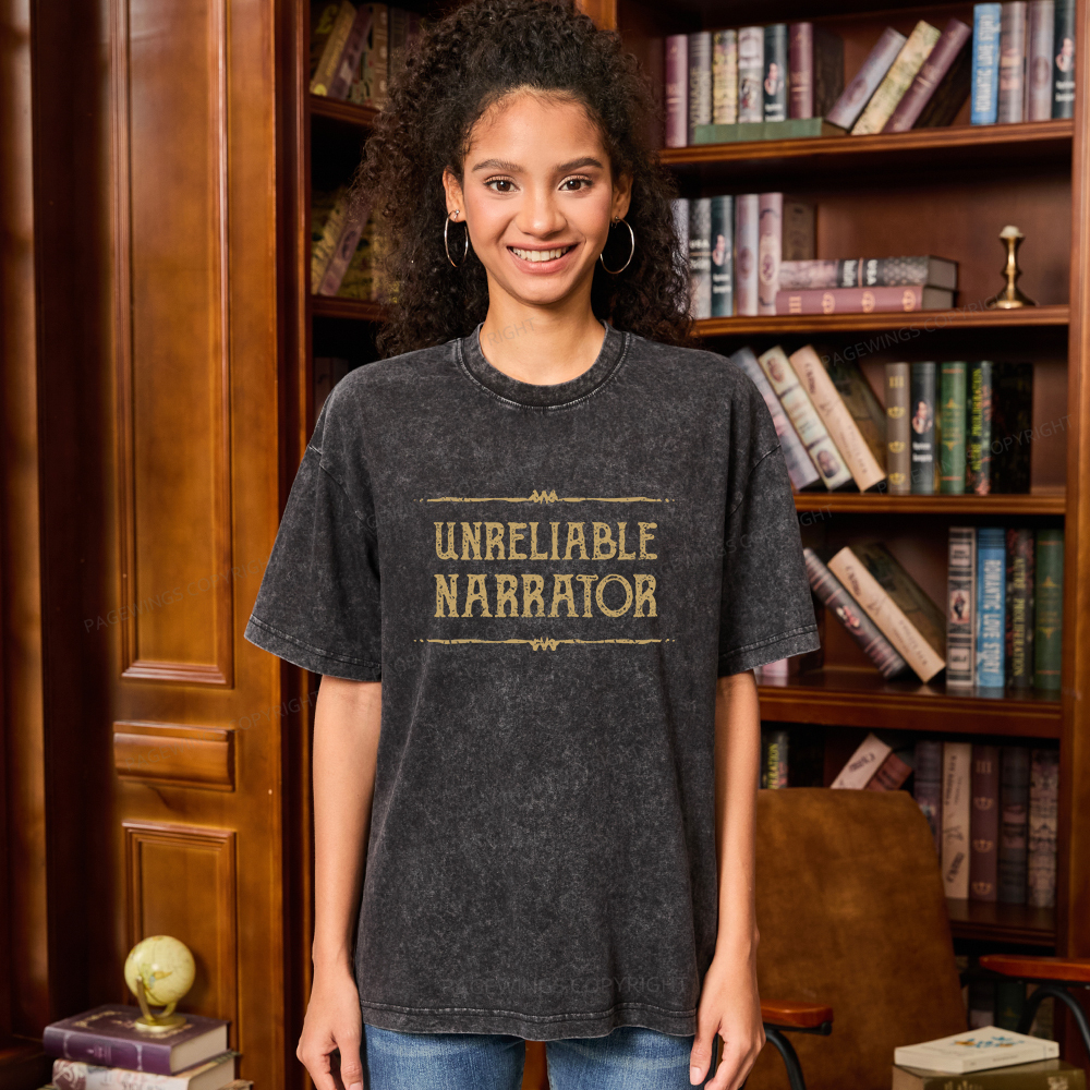 Pagewings Unreliable Narrator Unisex Washed T-shirt