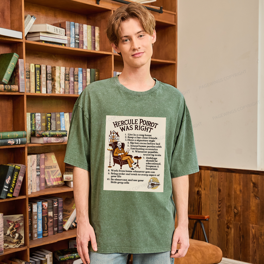 Pagewings Hercule Poirot was Right Unisex Washed T-shirt
