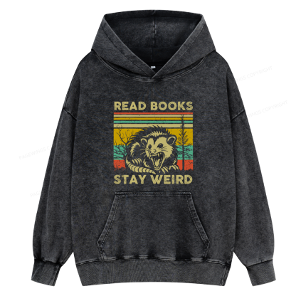 Pagewings  Read Books Stay Weird Unisex Washed Hoodie