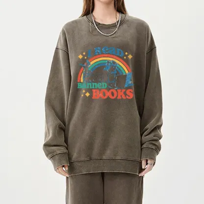 Pagewings I Read Banned Books Unisex Washed Sweatshirt