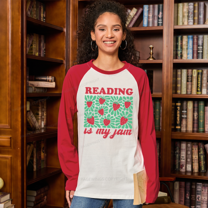Pagewings Reading Is My Jam Long Sleeve Raglan T-shirt