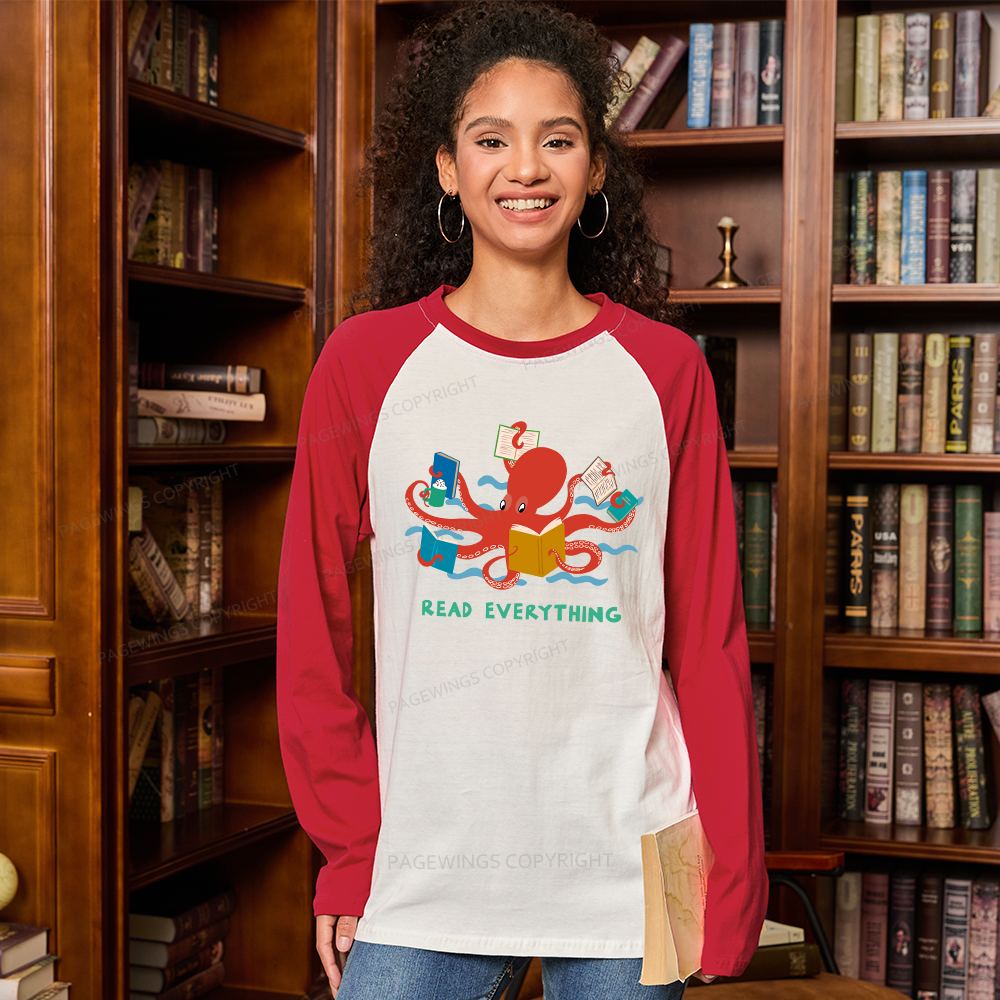 Pagewings Read Everything Long Sleeve Raglan T-shirt