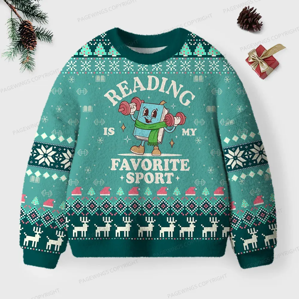 Pagewings Reading Is My Favorite Sport Unisex Ugly Knit Sweatshirt