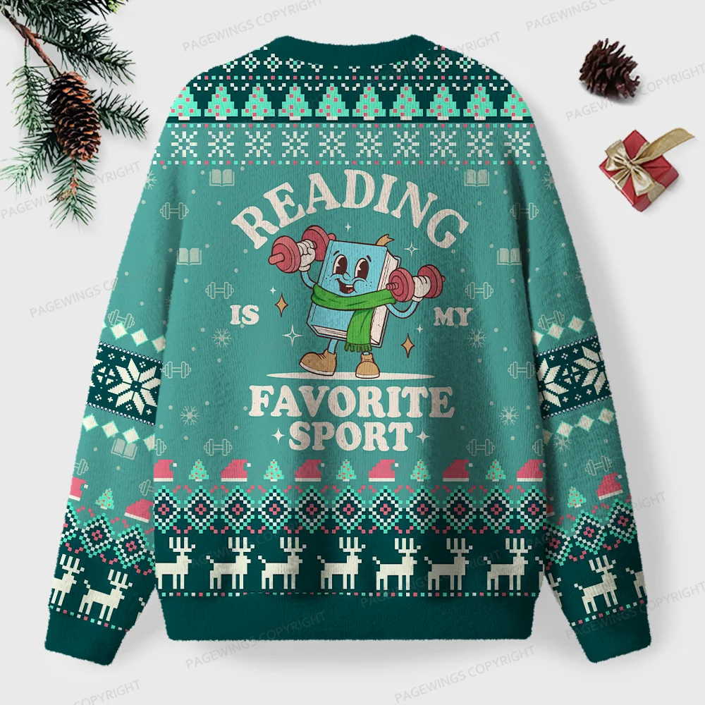 Pagewings Reading Is My Favorite Sport Unisex Ugly Knit Sweatshirt