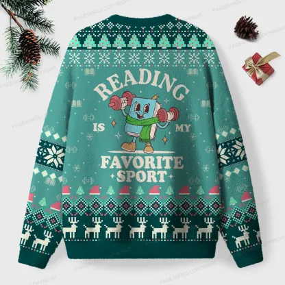 Pagewings Reading Is My Favorite Sport Unisex Ugly Knit Sweatshirt