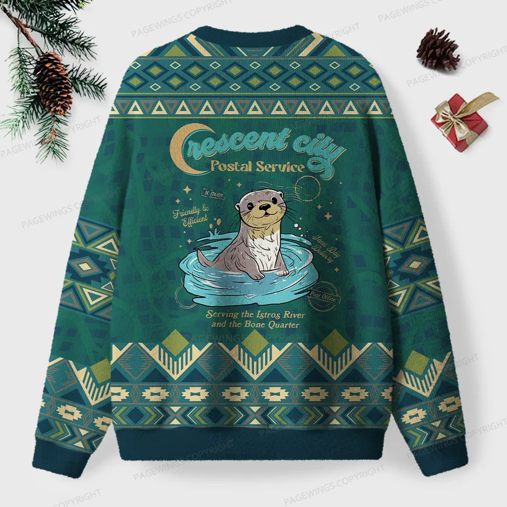 Pagewings Crescent City Postal Service Unisex Ugly Knit Sweatshirt