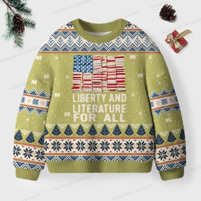 Pagewings Liberty And Literature For All Unisex Ugly Knit Sweatshirt