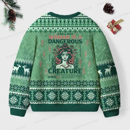 Pagewings A Well-Read Woman Is A Dangerous Creature Unisex Ugly Knit Sweatshirt