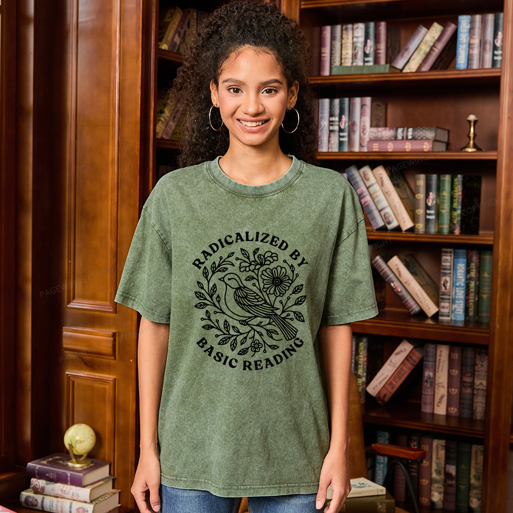 Pagewings Radicalized By Basic Reading Unisex Washed T-shirt