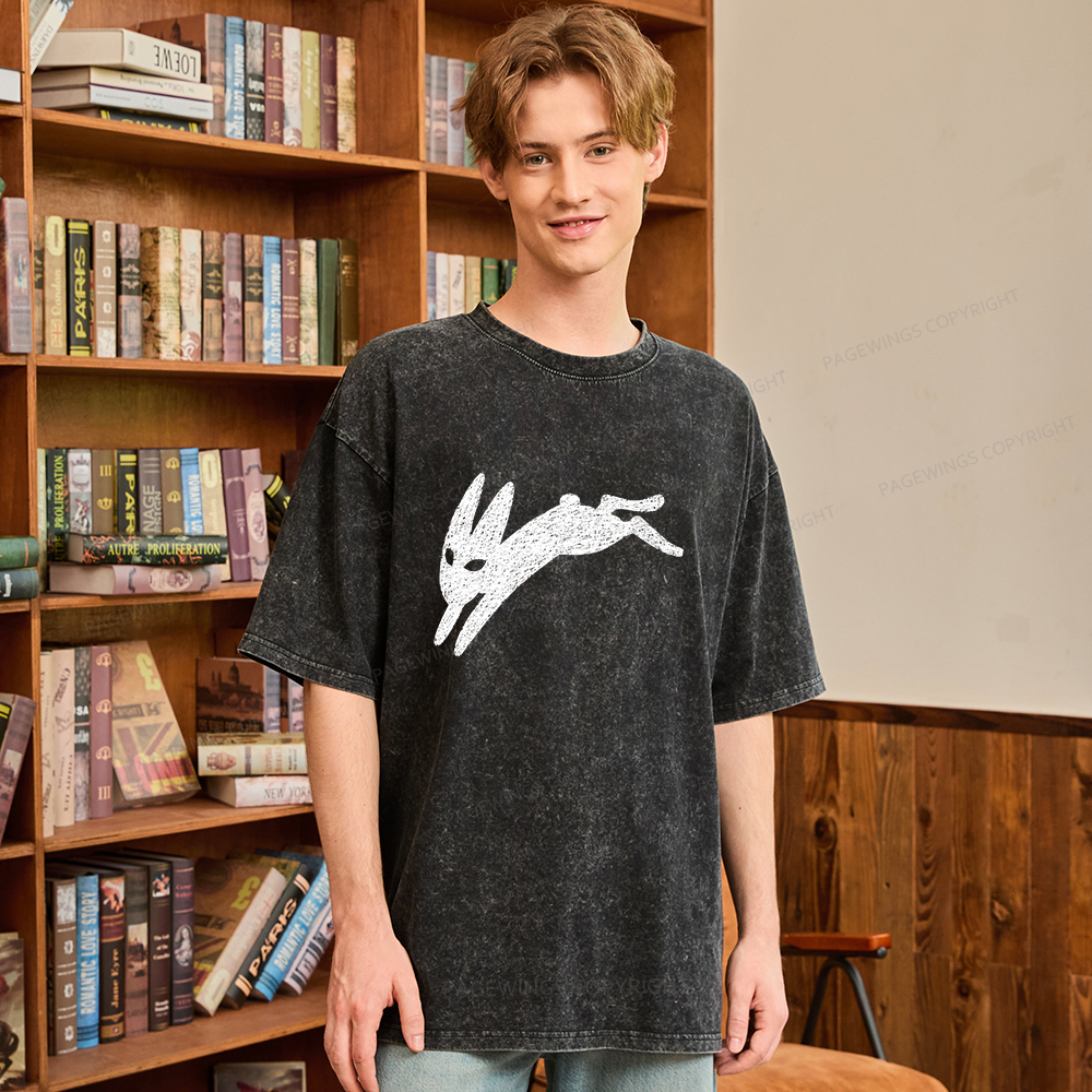 Pagewings Death Bunny Unisex Washed T-shirt