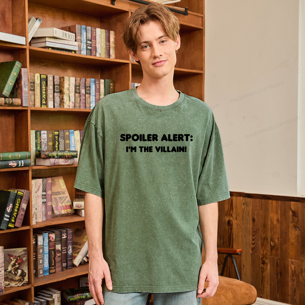 Pagewings Spoiler Alert: I'm The Villain Unisex Washed T-shirt