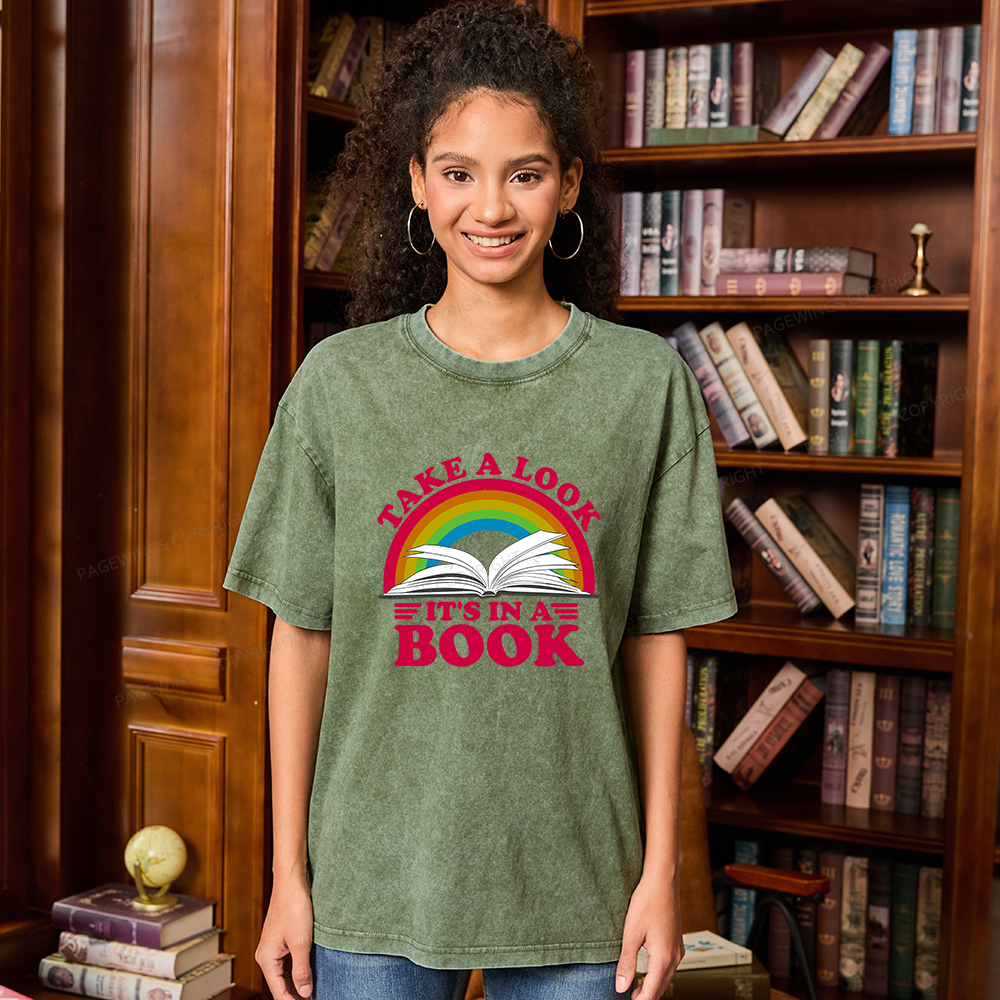 Pagewings Take a Look It's in a Book Unisex Washed T-shirt