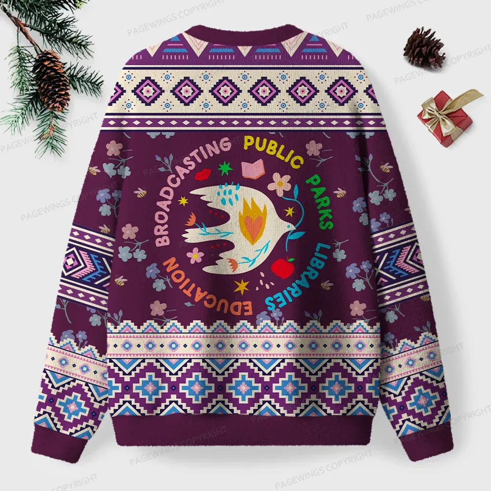 Pagewings Public Parks Libraries Education Unisex Ugly Knit Sweatshirt