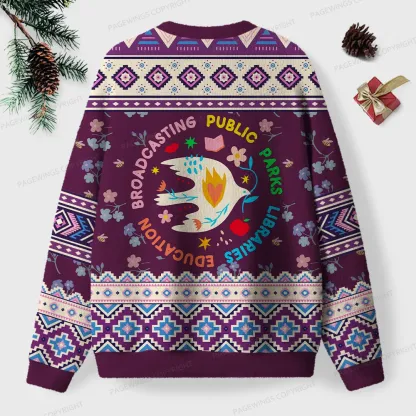 Pagewings Public Parks Libraries Education Unisex Ugly Knit Sweatshirt