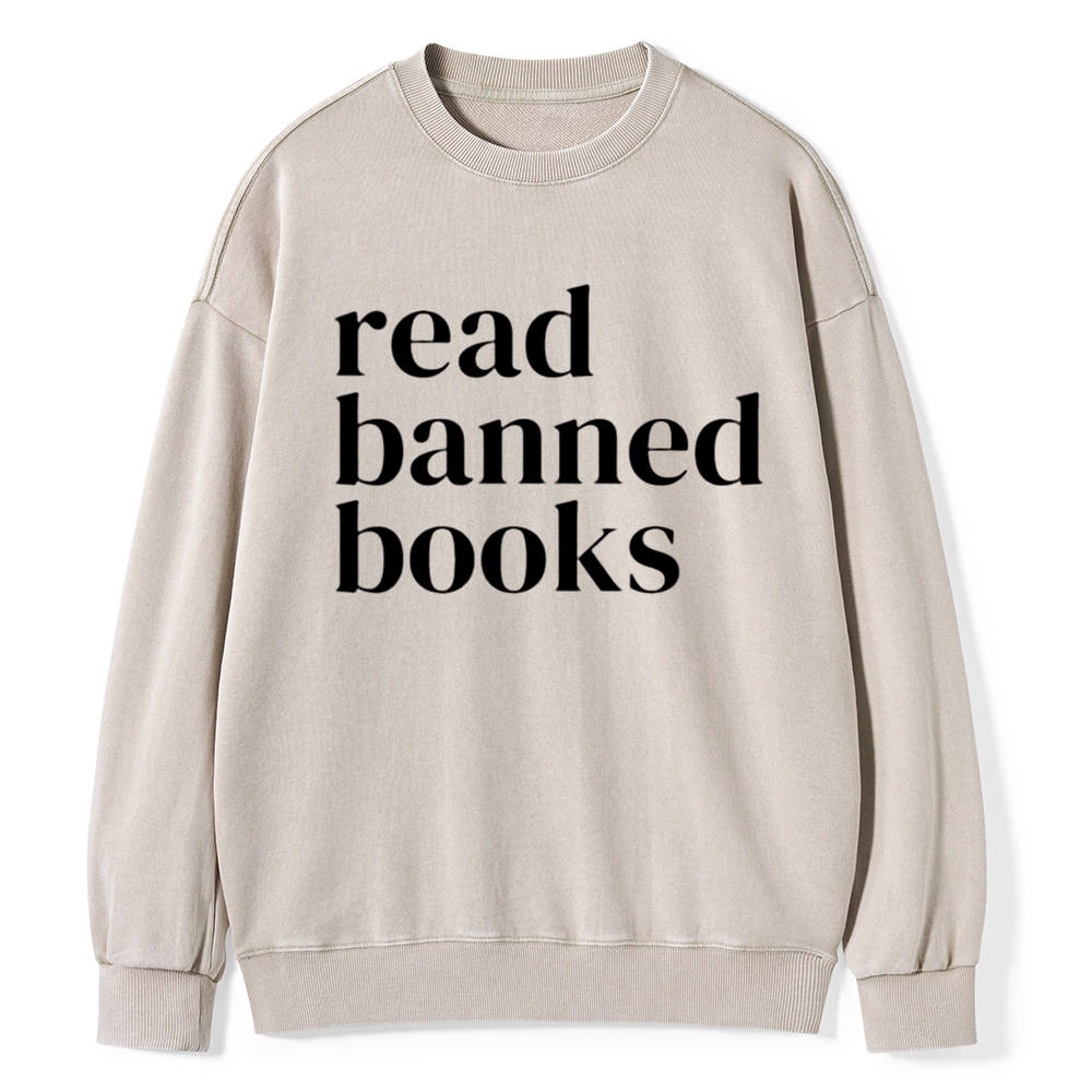 Pagewings Read Banned Books Unisex Washed Sweatshirt