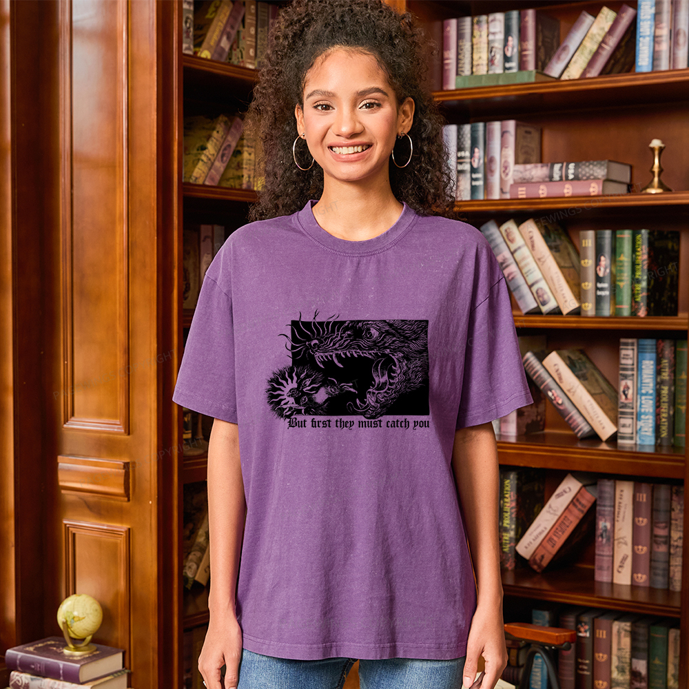 Pagewings But First They Must Catch You Unisex Washed T-shirt