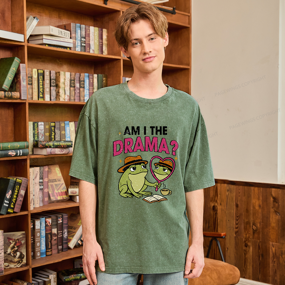 Pagewings Am I The Drama Unisex Washed T-shirt
