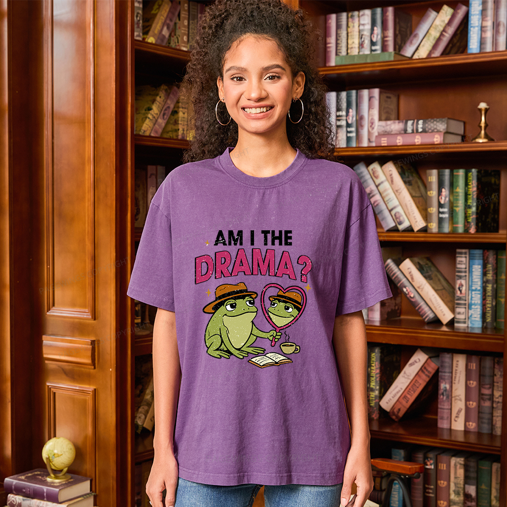 Pagewings Am I The Drama Unisex Washed T-shirt
