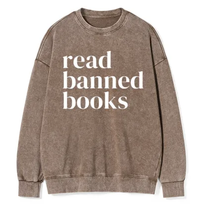 Pagewings Read Banned Books Unisex Washed Sweatshirt