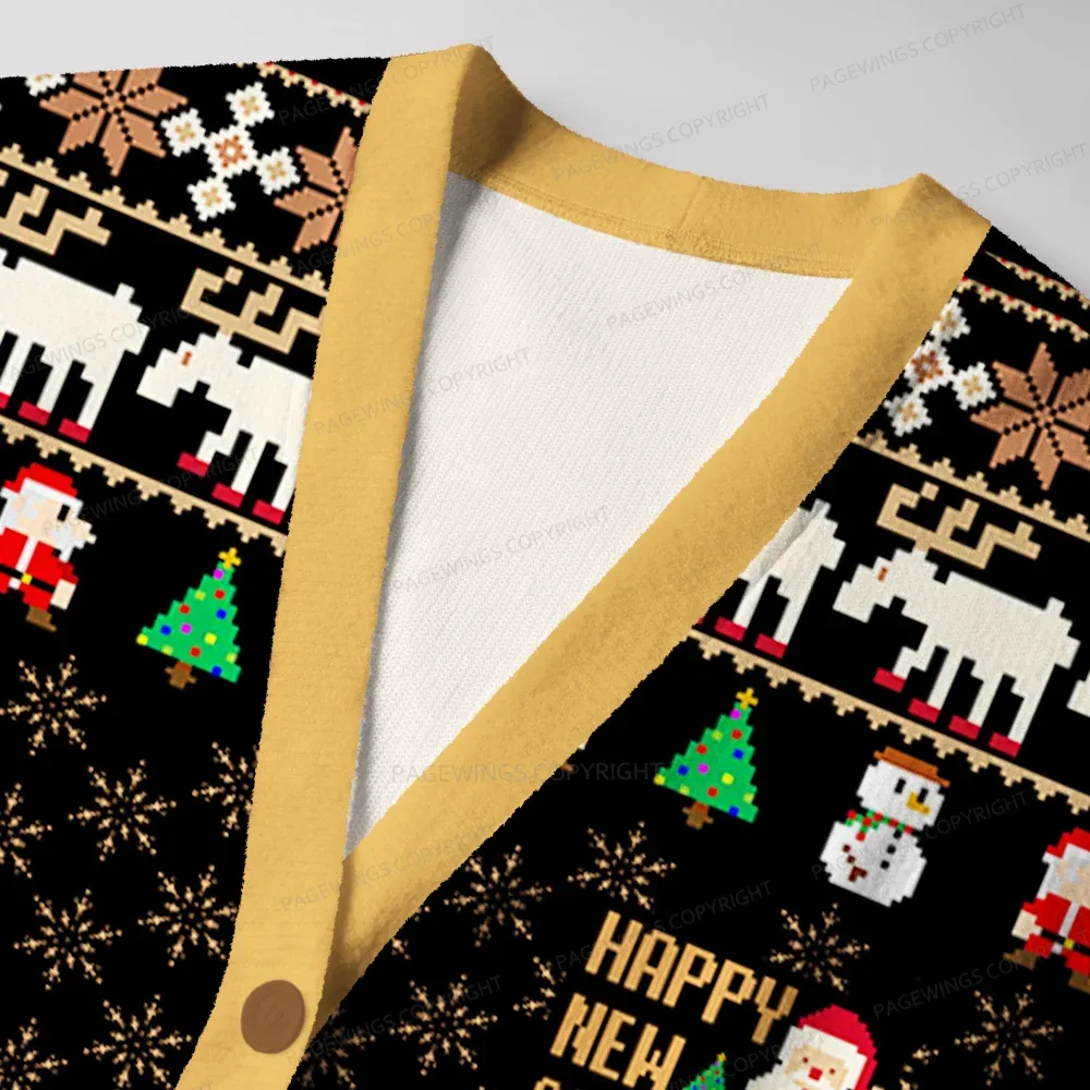 Pagewings Happy New Achievement Unisex Ugly Cardigan Sweaters