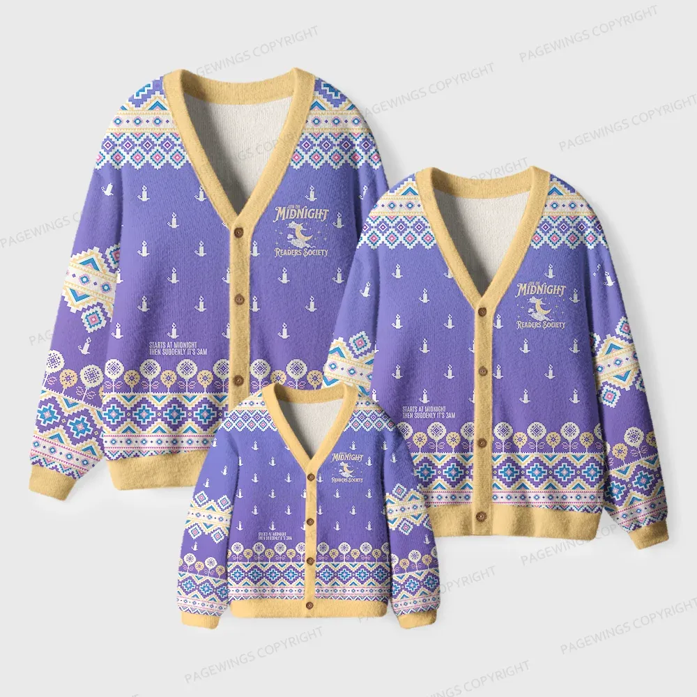 Pagewings Midnight Readers Society Unisex Ugly Cardigan Sweaters