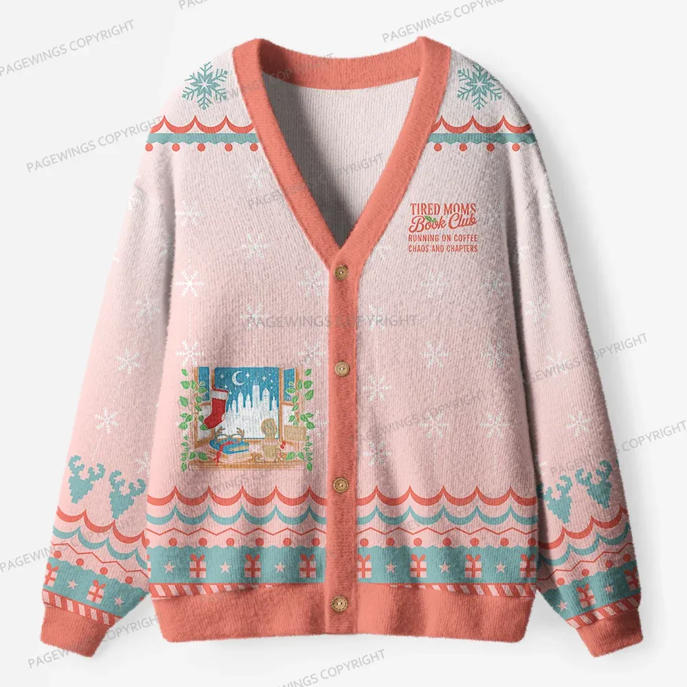 Pagewings Tired Moms Book Club Unisex Ugly Cardigan Sweaters