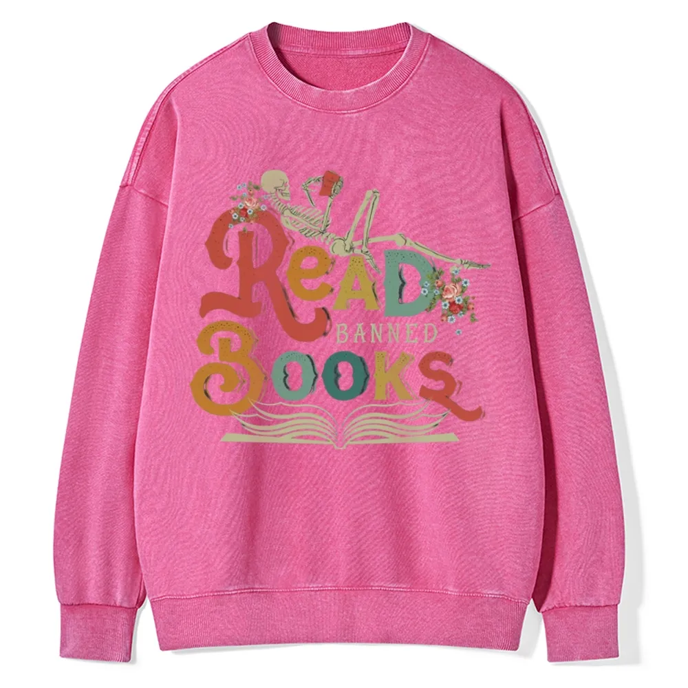 Pagewings Read Banned Books Unisex Washed Sweatshirt