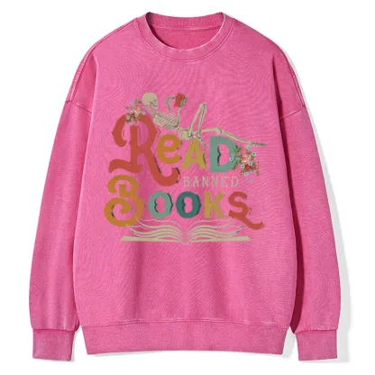 Pagewings Read Banned Books Unisex Washed Sweatshirt