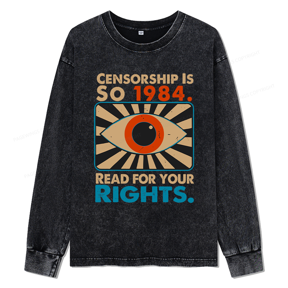 Pagewings Read For Your Rights Unisex Washed Long Sleeve T-shirt