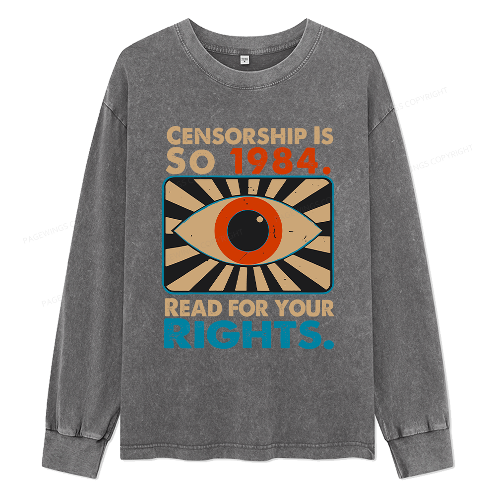 Pagewings Read For Your Rights Unisex Washed Long Sleeve T-shirt
