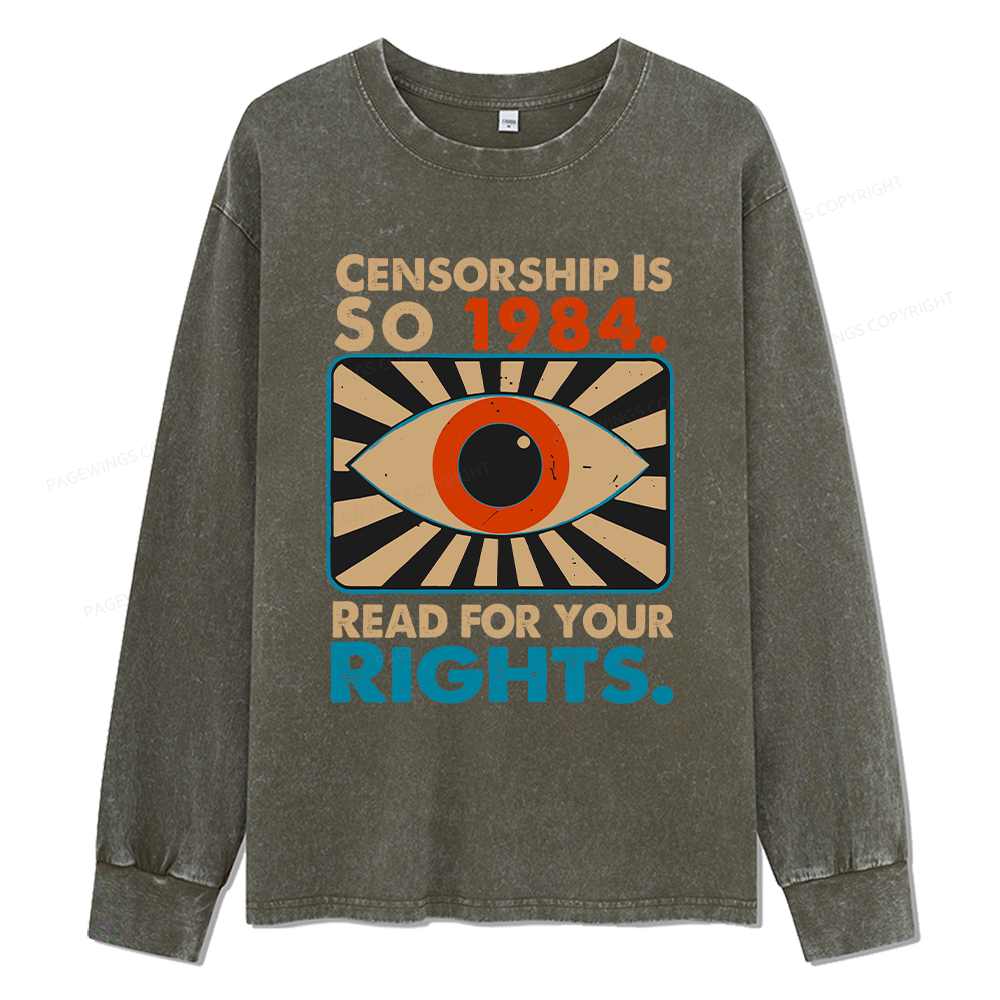 Pagewings Read For Your Rights Unisex Washed Long Sleeve T-shirt