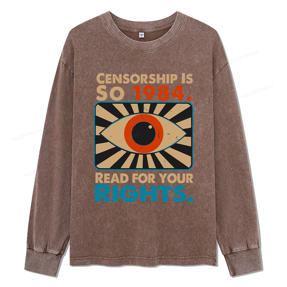 Pagewings Read For Your Rights Unisex Washed Long Sleeve T-shirt