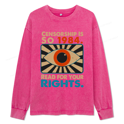 Pagewings Read For Your Rights Unisex Washed Long Sleeve T-shirt