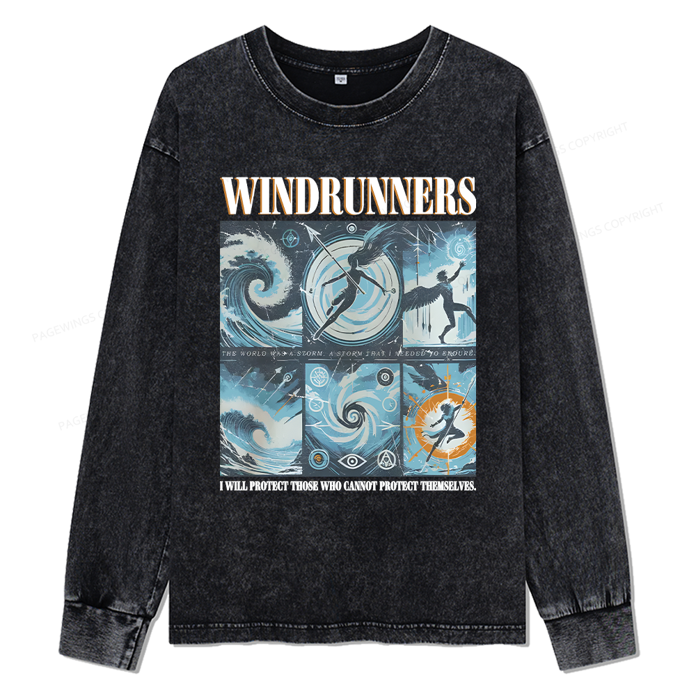 Pagewings Windrunners Unisex Washed Long Sleeve T-shirt