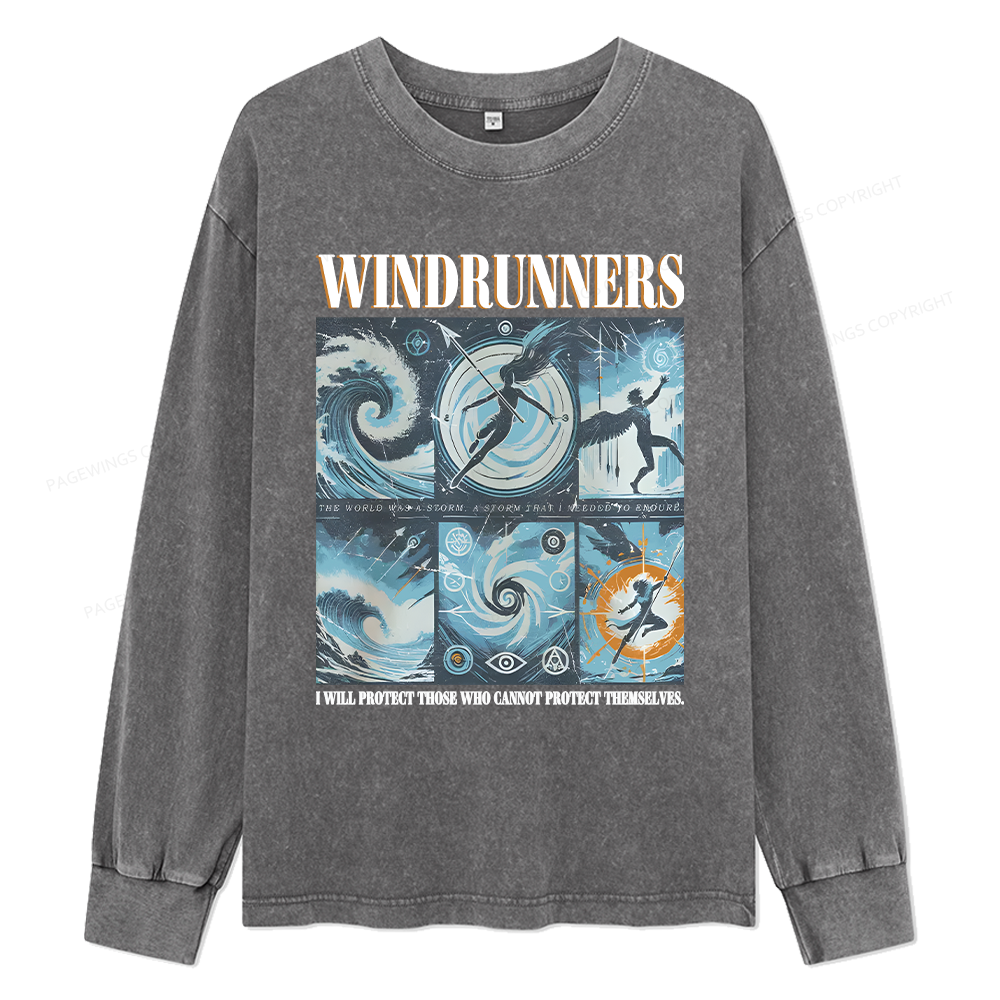 Pagewings Windrunners Unisex Washed Long Sleeve T-shirt