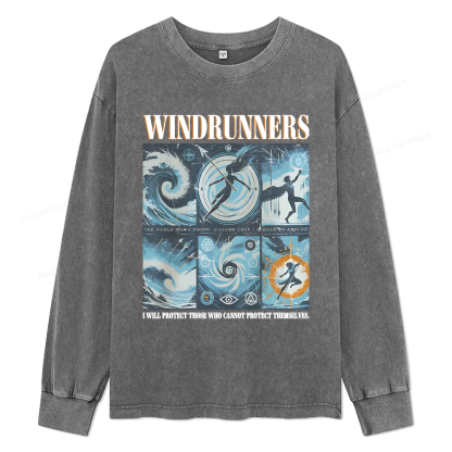 Pagewings Windrunners Unisex Washed Long Sleeve T-shirt